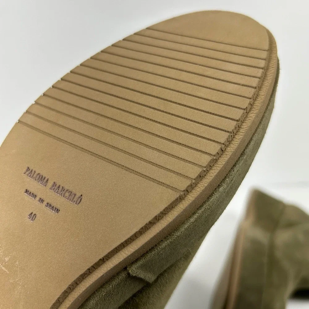 Paloma Barcelo Size 40 US 9.5 Olive Green Suede Over the Knee Platform Boots NEW